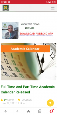 YABATECH revised academic calendar for full-time and part-time students, 2019/2020