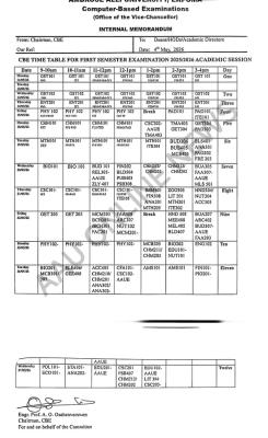 AAU releases first semester CBT exam timetable, 2025/2026
