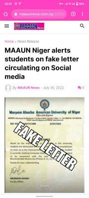 MAAUN notice on fake memo circulating on social media