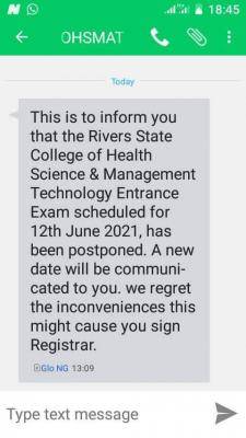 RIVCOHSMAT postpones entrance exam