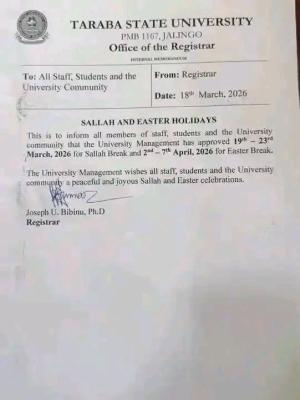 TASU announces Sallah & Easter Celebration holidays