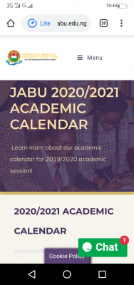 JABU academic calender for 2020/2021 session