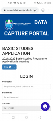 UNIPORT Basic Studies admission for 2021/2022 session