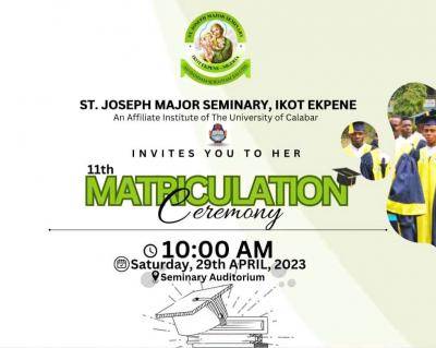St Joseph Major Seminary, Ikot Ekpene 11th Matriculation Ceremony holds 29th April