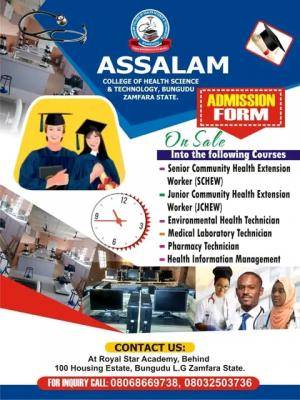 Assalam College of Health Science and Technology Admission Form, 2023/2024 session