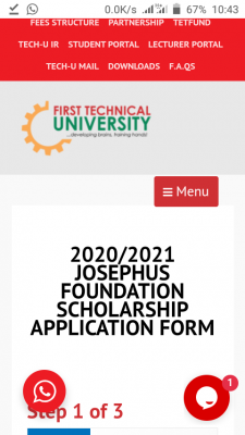 First Tech-U Josephus Foundation scholarship for 2020/2021