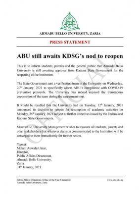 ABU still awaits KDSG 's nod to reopen