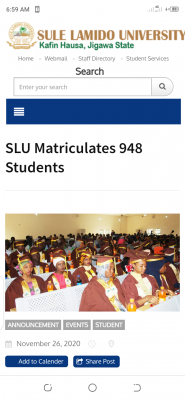 Sule Lamido University matriculates 948 students for 2019/2020 session