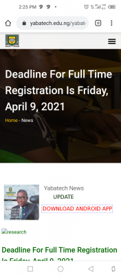 YABATECH 2019/2020 registration deadline for full time students