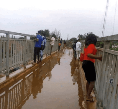 Auchi Polytechnic Pedestrian Bridge Flooded After First Rain