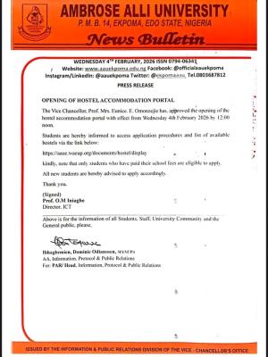 AAU opens hostel accommodation portal, 2025/2026 session