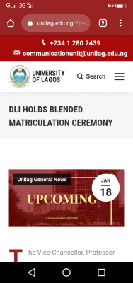 UNILAG DLI to hold a blended (physical & virtual) matriculation ceremony on Jan 21