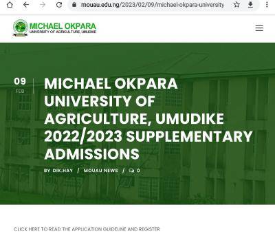 MOAUA supplementary admission form, 2022/2023