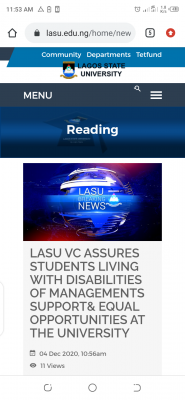 LASU VC assures students with disabilities of constant support and equal opportunities