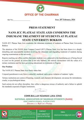 NANS condemns 'Barbaric' Treatment of students PLASU