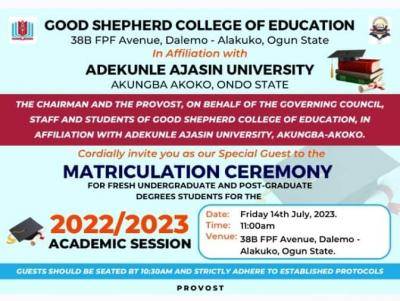 Good Shepherd College of Education Maiden matriculation Ceremony