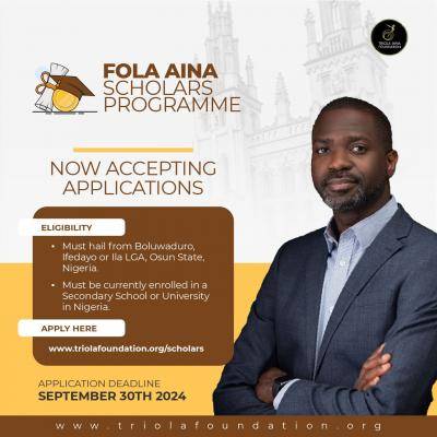 Fola Aina 2024 Scholars Programme for students from Osun State