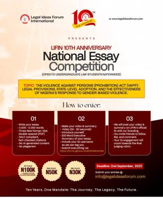LIFIN 10th Anniversary National Essay Competition for Law undergraduates