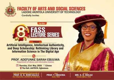 LAUTECH FASS to Hold 8th Lecture Series on Artificial Intelligence and Deep Scholarship
