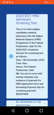 Federal Polytechnic Idah reschedules HND screening for 2020/2021 session