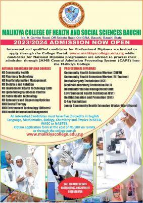 Malikiya College of Health and Social Sciences Releases 2023/2024 Admission Form