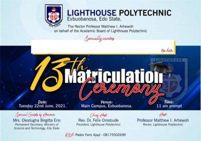 Lighthouse Polytechnic matriculation ceremony