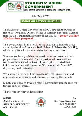 ADUSTECH postpones CBT Exams over NASU, SSANU Strike