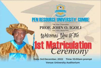 Pen Resource University matriculation ceremony holds Dec 3rd