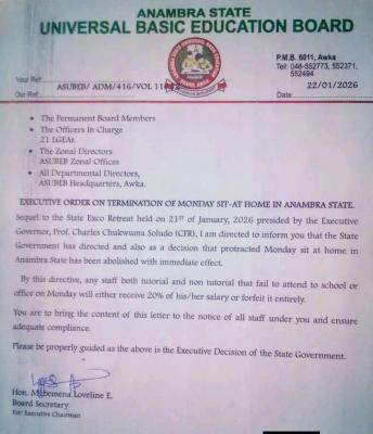 Anambra State Govt. abolishes Monday sit-at-home with immediate effect