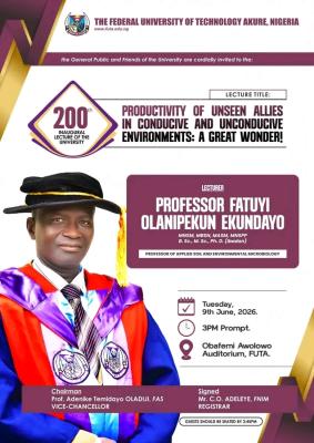 FUTA announces 200th Inaugural Lecture