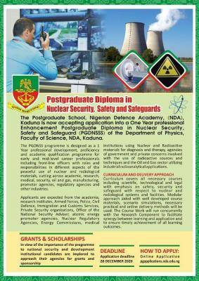 NDA PGD admission in Nuclear Security, Safety and Safeguards