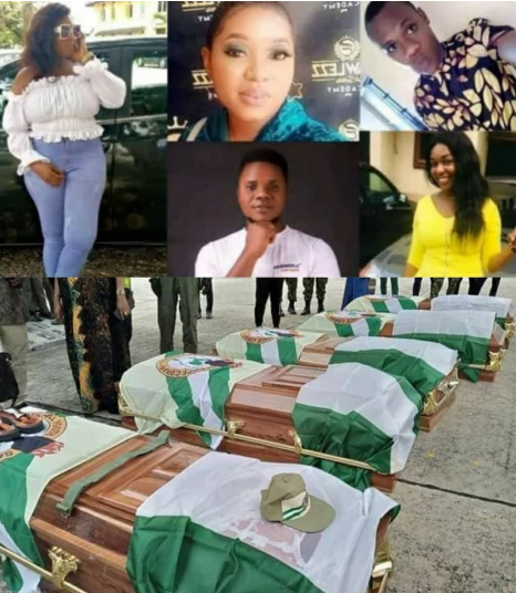 Remains of 5 NYSC members who died on their way to the orientation camp, arrive Uyo for burial