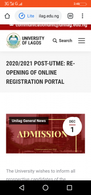 UNILAG reopens 2020 Post-UTME registration portal