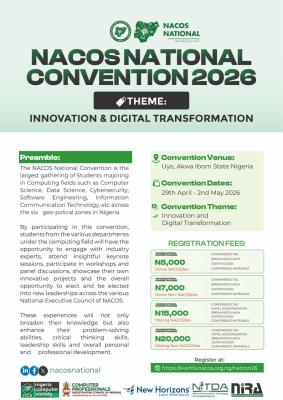Nigeria Association of Computing Students (NACOS) announces National Convention, 2026