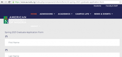 American University Postgraduate admission for 2021/2022 session