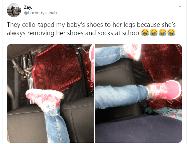 School Sellotapes Pupil Leg to her Shoes for Always Removing it.