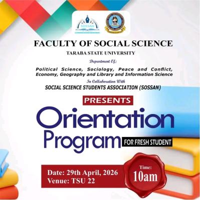 TASU Faculty of Social Science notice on orientation programme for fresh students