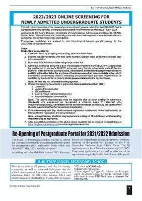BUK reopens Postgraduate Registration Portal,  2021/2022