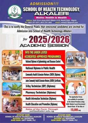 School of Health Technology, Alkaleri Admission form, 2025/2026