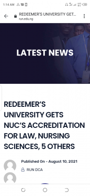 Redeemers University gets NUC's accreditation for Law, Nursing and 5 others