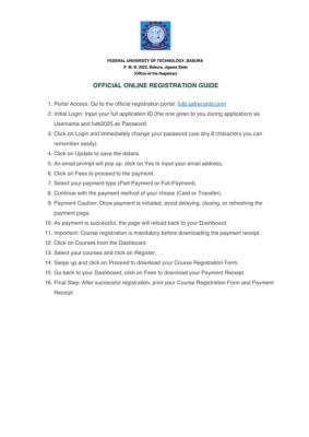 Federal University of Technology, Babura online registration, 2025/2026