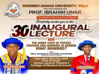 Modibbo Adama University announces 30th Inaugural Lecture
