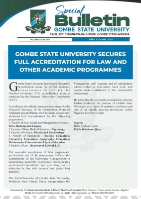 GOMSU gets NUC full accreditation for Law and other academic programmes