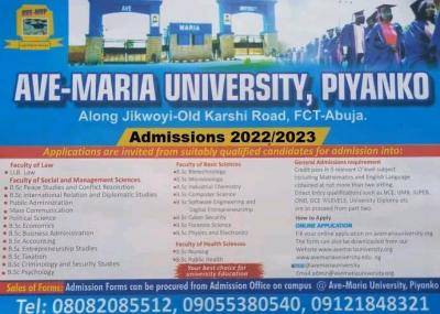 Ave Maria University, Abuja Post-UTME Screening Form And Registration