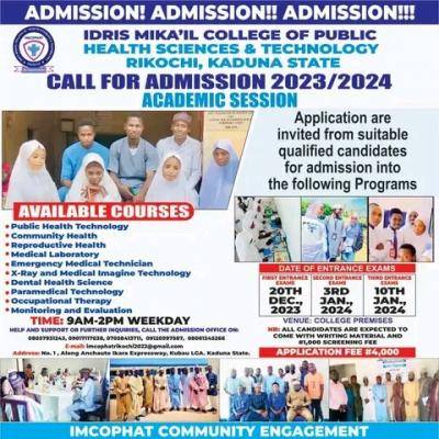 Idris Mika'il College of Public Health Sciences & Tech. Rikochi sales of admission form, 2023/2024