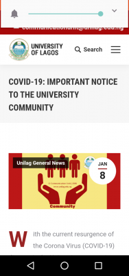COVID-19: Unilag issues an important notice to the university community