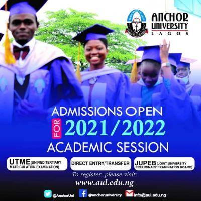 Anchor University JUPEB admission form for 2021/2022 Session