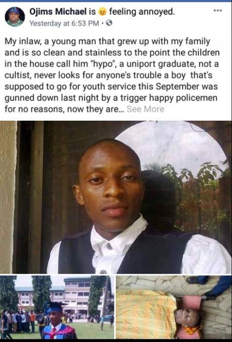 UNIPORT Graduate and Prospective Corps Member Shot Dead By Policemen