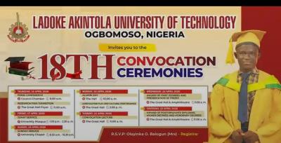 LAUTECH announces 18th Convocation Ceremonies