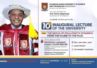 OAUSTECH announces 10th Inaugural Lecture